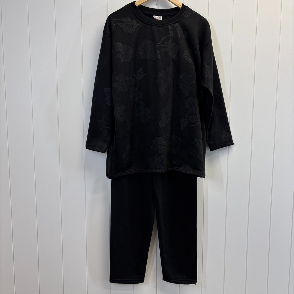 Vintage Moda Jacquard Loungewear Sweatsuit Set Women Size OS Dark Academia Comfy